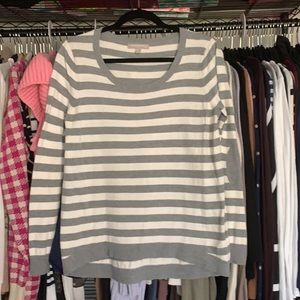 Grey and white stripe sweater banana republic small elbow pads
